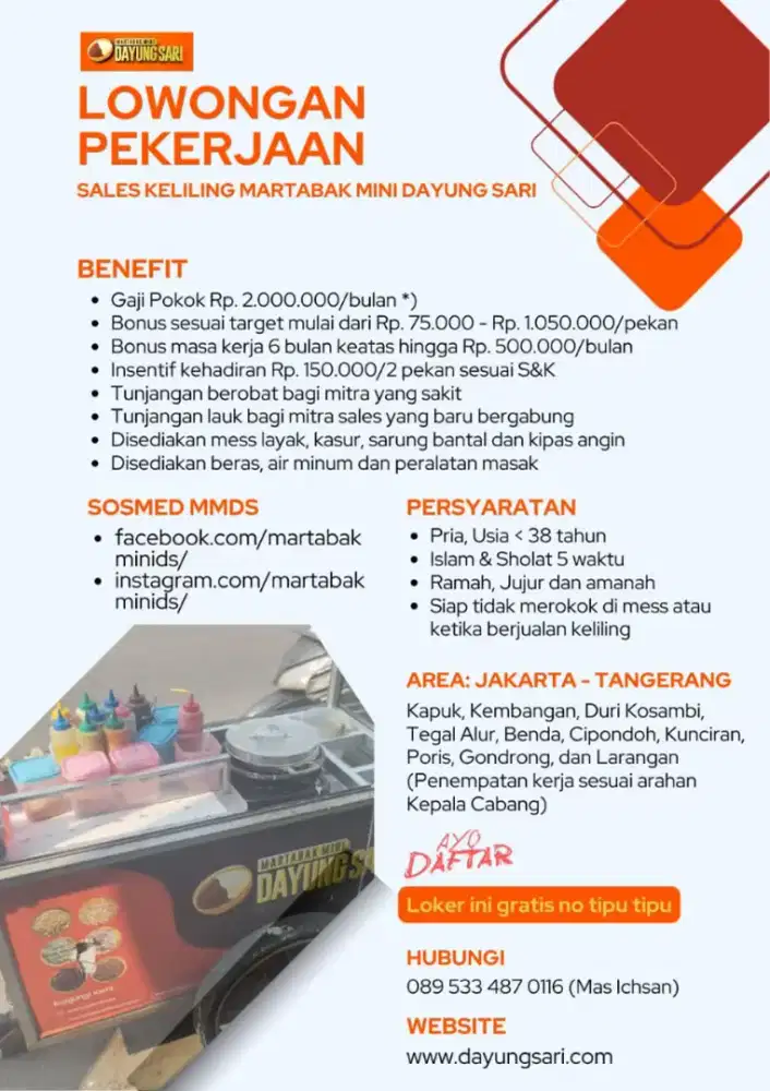 Lowongan Kerja Sales Keliling Martabak Mini