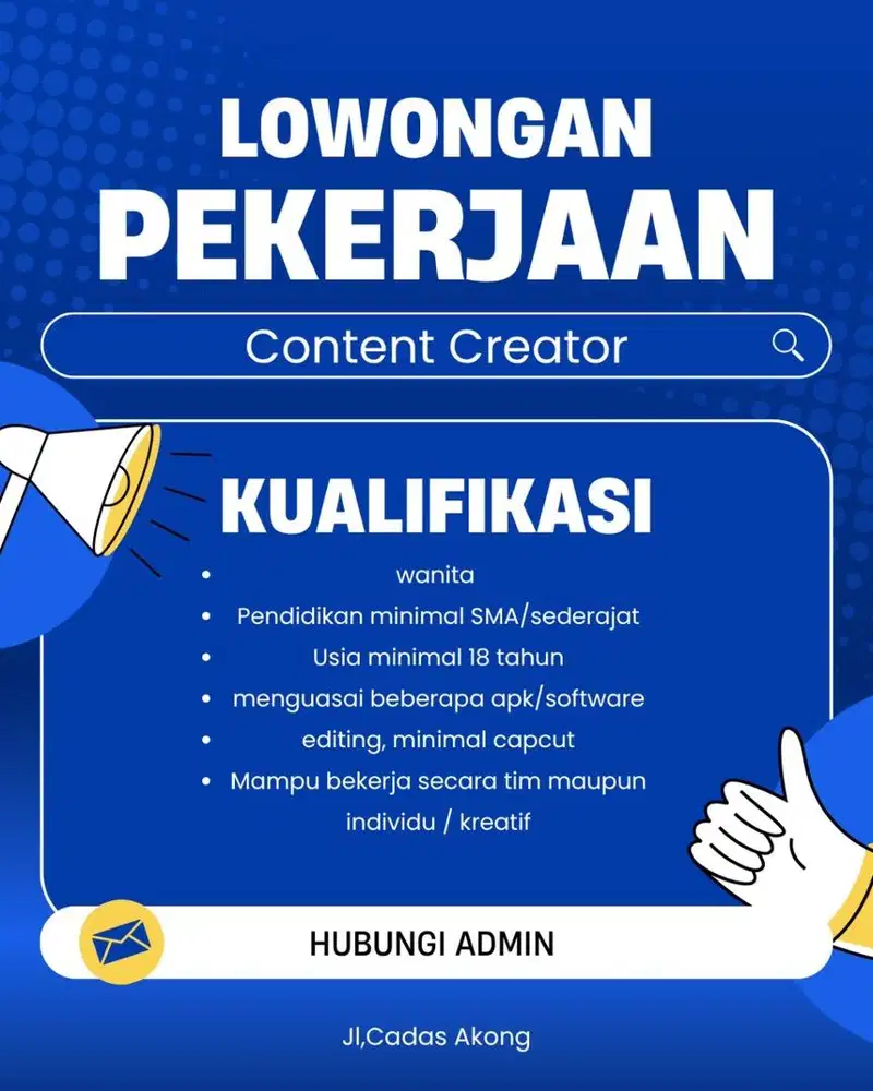DIBUTUHKAN KONTEN CREATOR WANITA ONLY !!