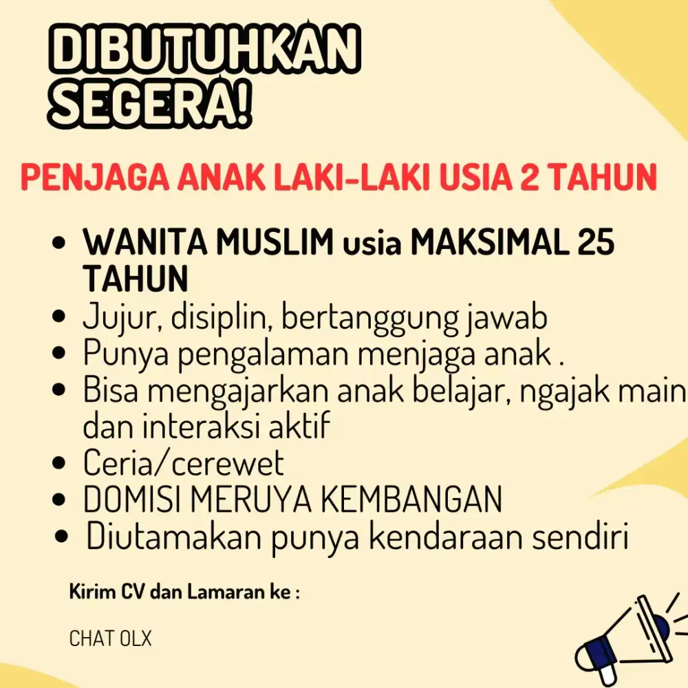 urgent!! MENJAGA ANAK 2 TAHUN