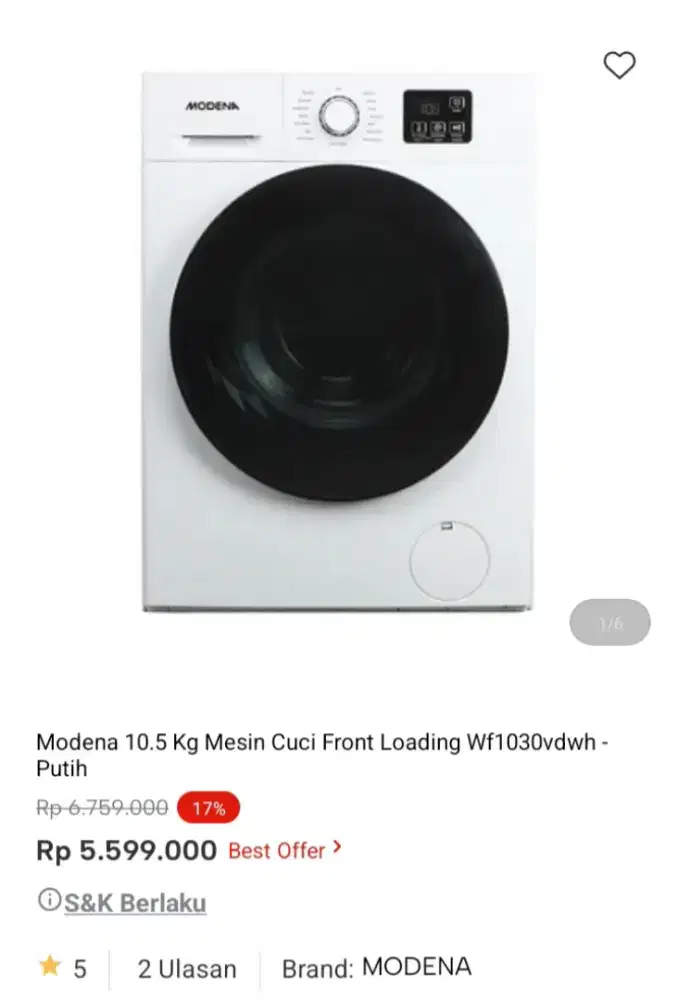 PROMO KREDIT MODENA 10.5KG MESIN CUCI FRONT LOADING