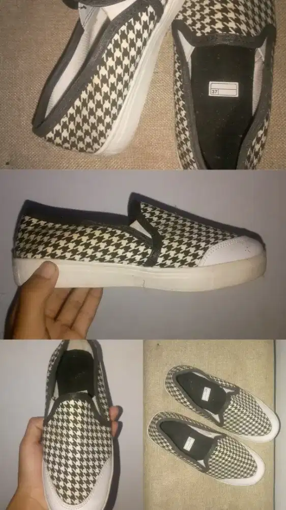Sepatu Slip-On Motif Houndstooth