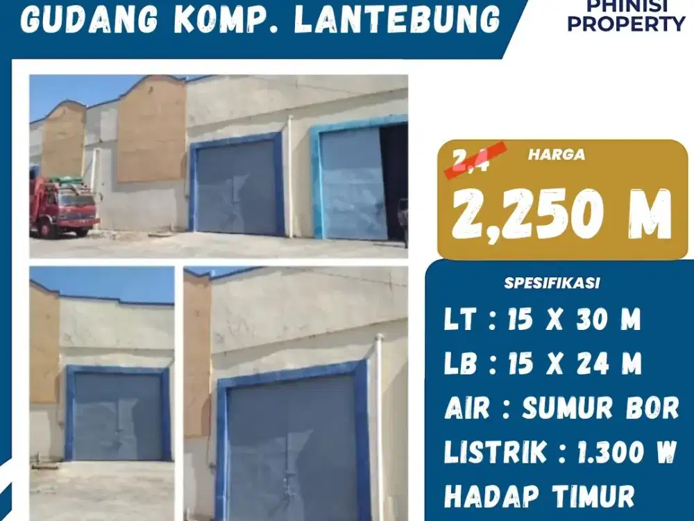 DIJUAL Gudang di Kompleks Pergudangan Lantebung