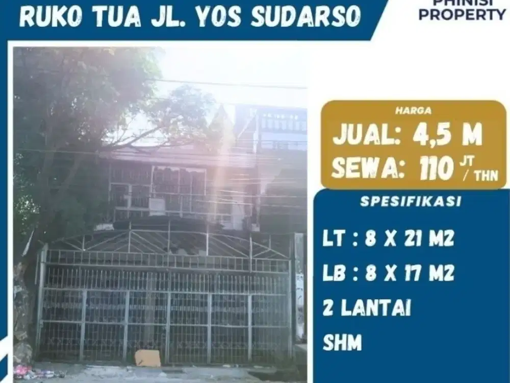 DIJUAL Ruko Tua Jalan Yos Sudarso