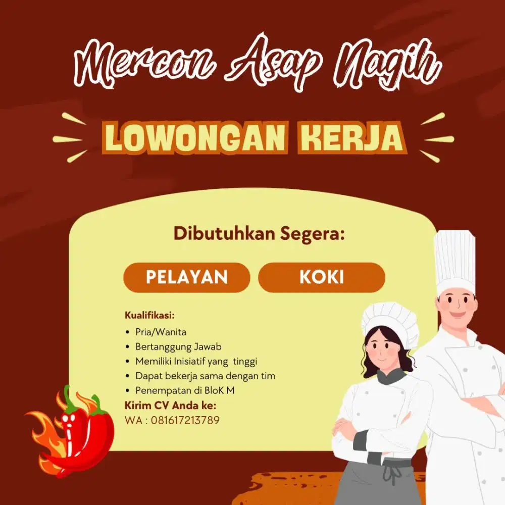 WAJIB BACA DULU Dibutuhkan Segera Pelayan dan Koki