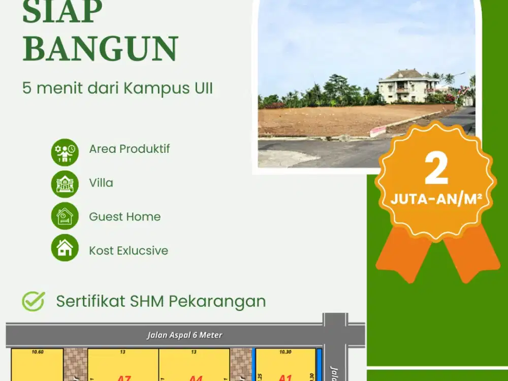Tanah Jogja Area Kampus UII dan Kopi Klotok Legalitas SHM Pekarangan