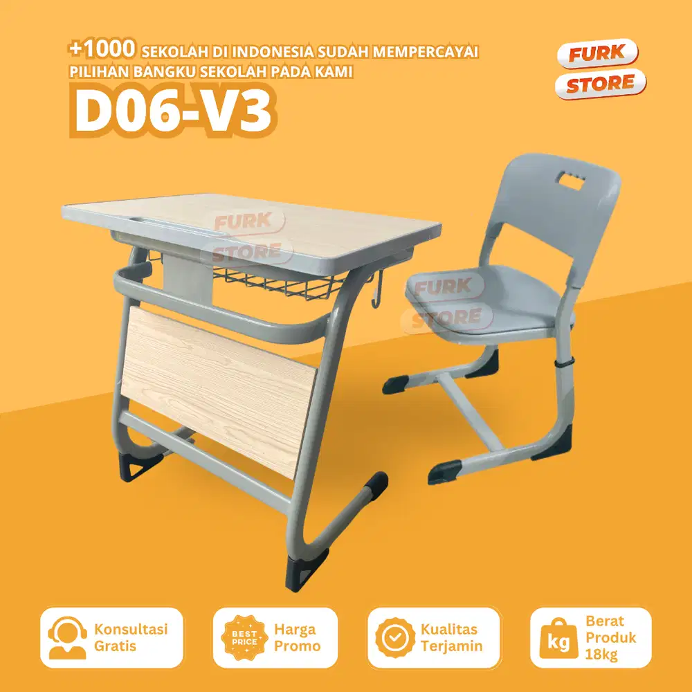 Kursi Sekolah Tipe D06v3 – kursi sekolah modern | meja kelas | bangku