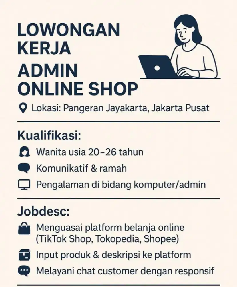 lowongan kerja admin online.shop