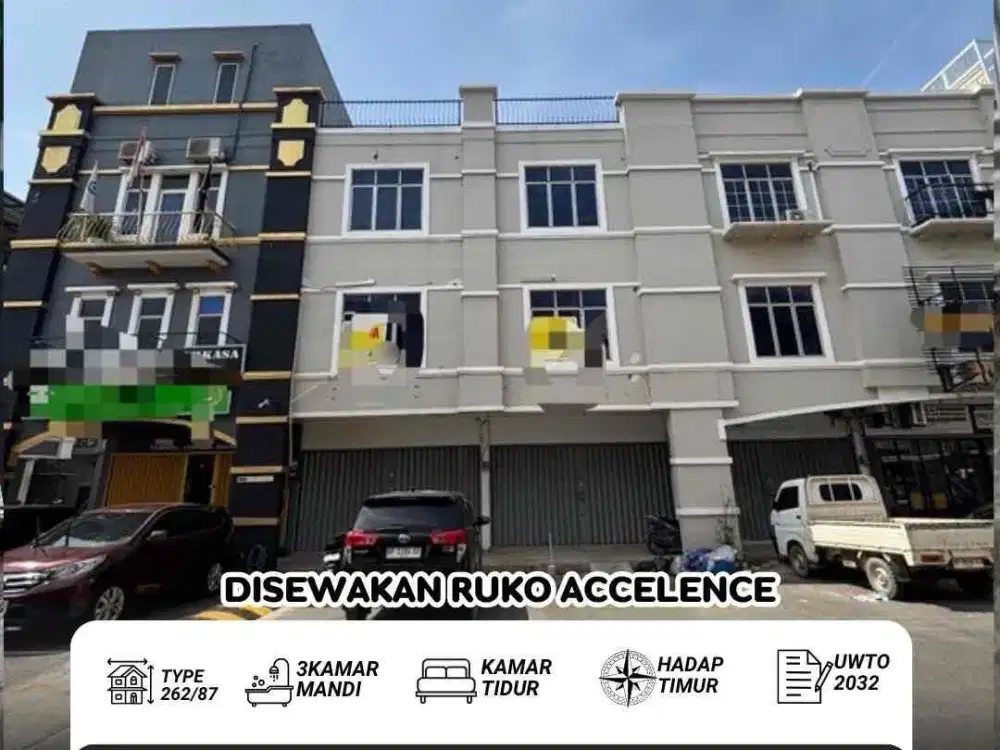 disewakan ruko 3 lantai accelene pasir putih batam centet