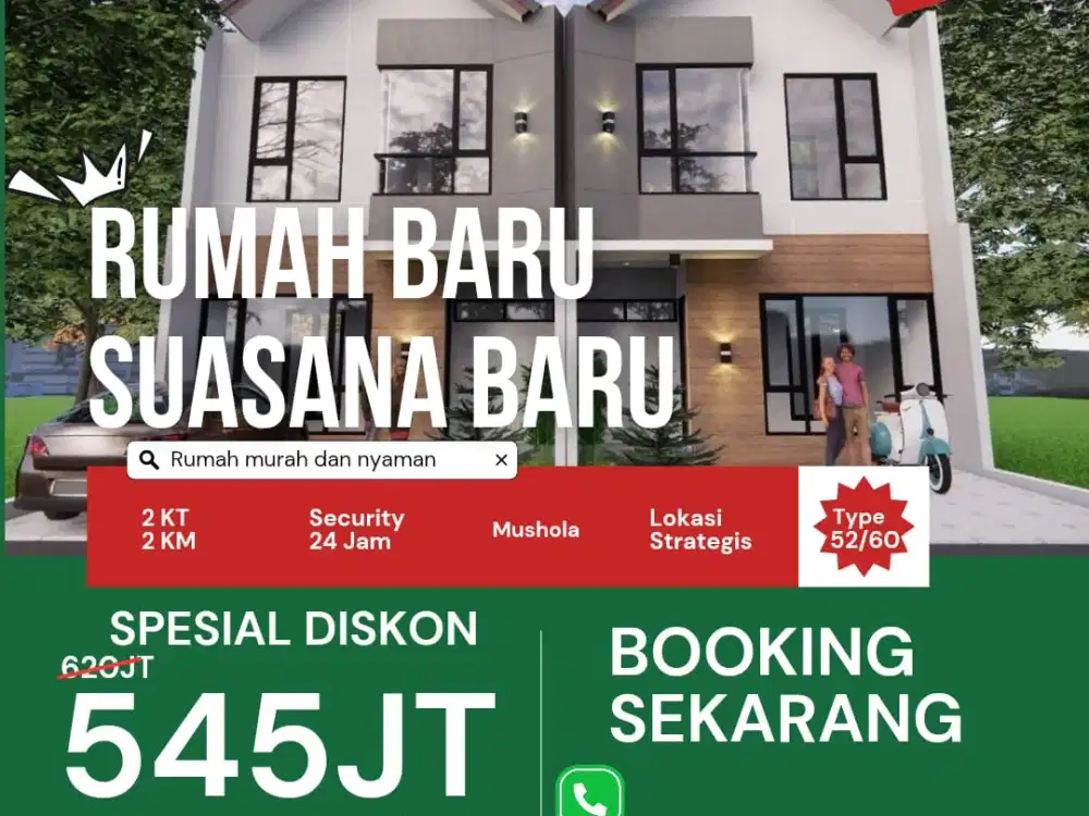 Perumahan 2 Lantai Model Scandinavian! Fasilitas Lengkap Diskon 75Jt!