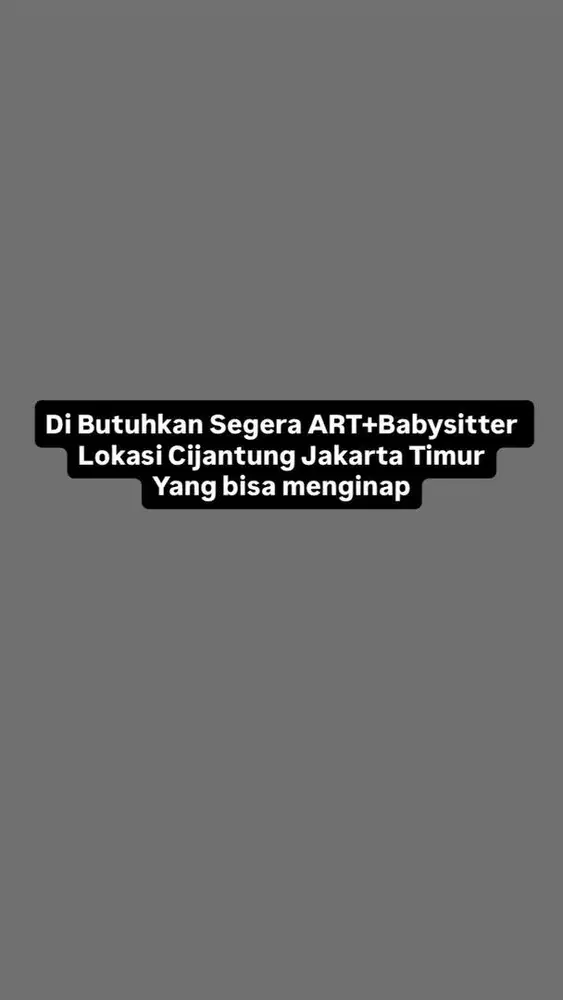 DIBUTUHKAN ART+BABYSITTER