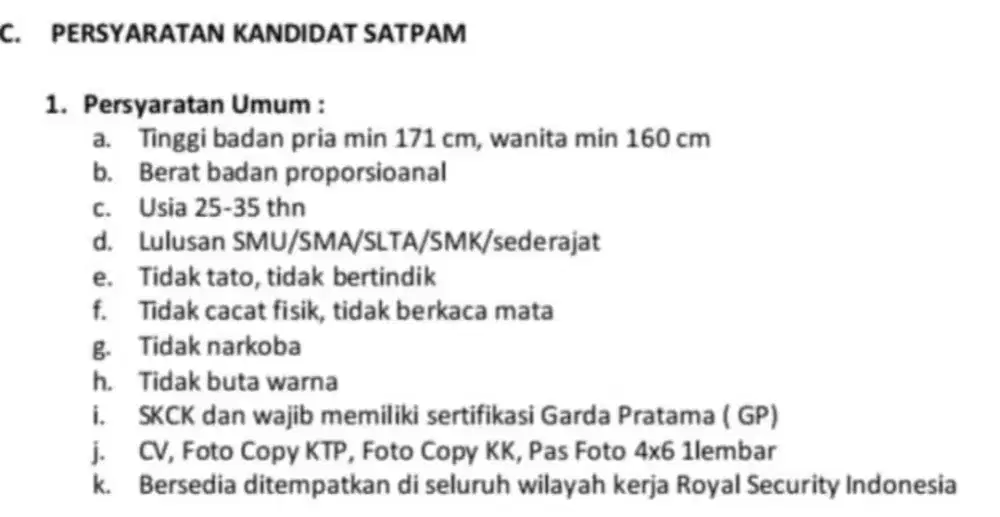 Lowongan pekerjaan satpam