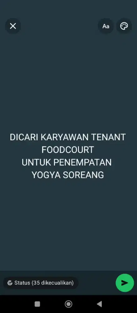 DICARI KARYAWAN TENANT FOODCOURT PENEMPATAN YOGYA SOREANG