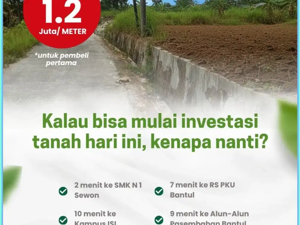 KAVLING MURAH YOGYAKARTA LOKASI STRATEGIS DEKAT RS PKU BANTUL