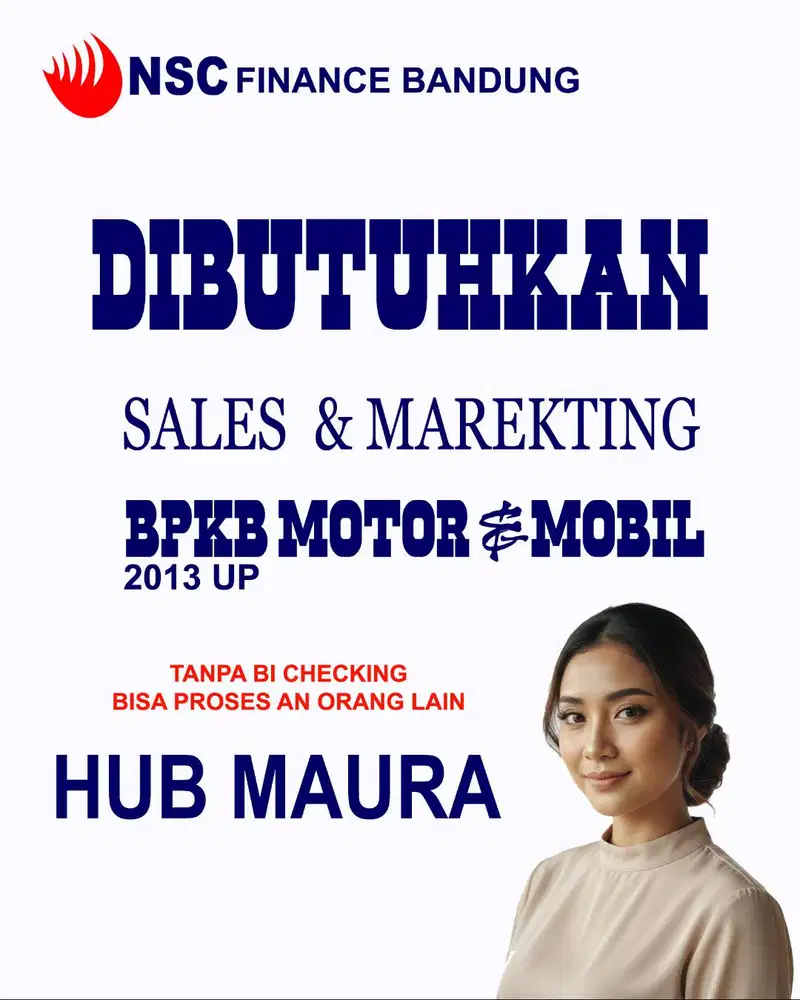 DIBUTUHKAN SEGERA SALES & MARKETING DANA TUNAI BPKB