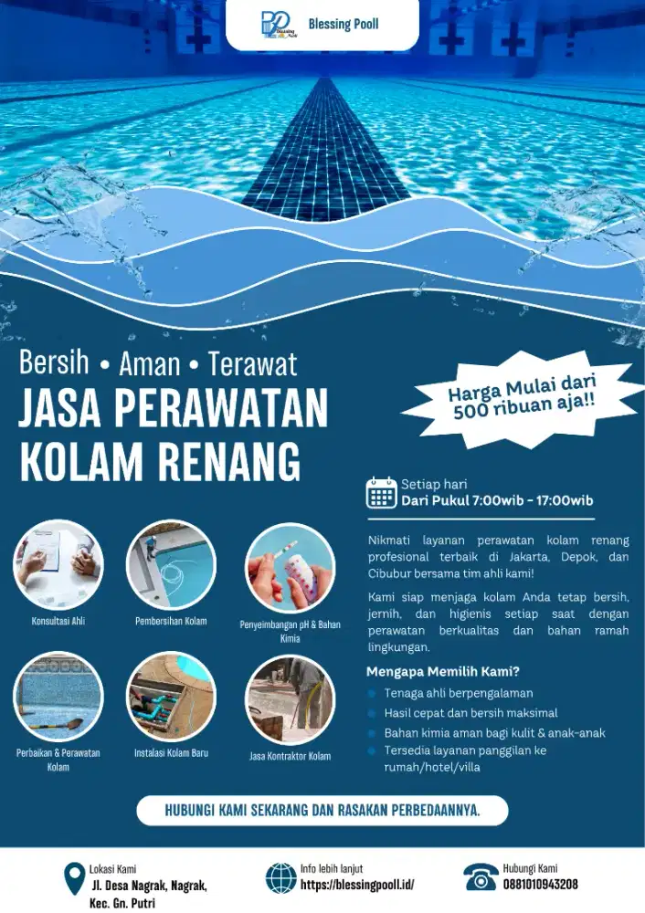 Jasa perawatan kolam renang Blessing Pooll