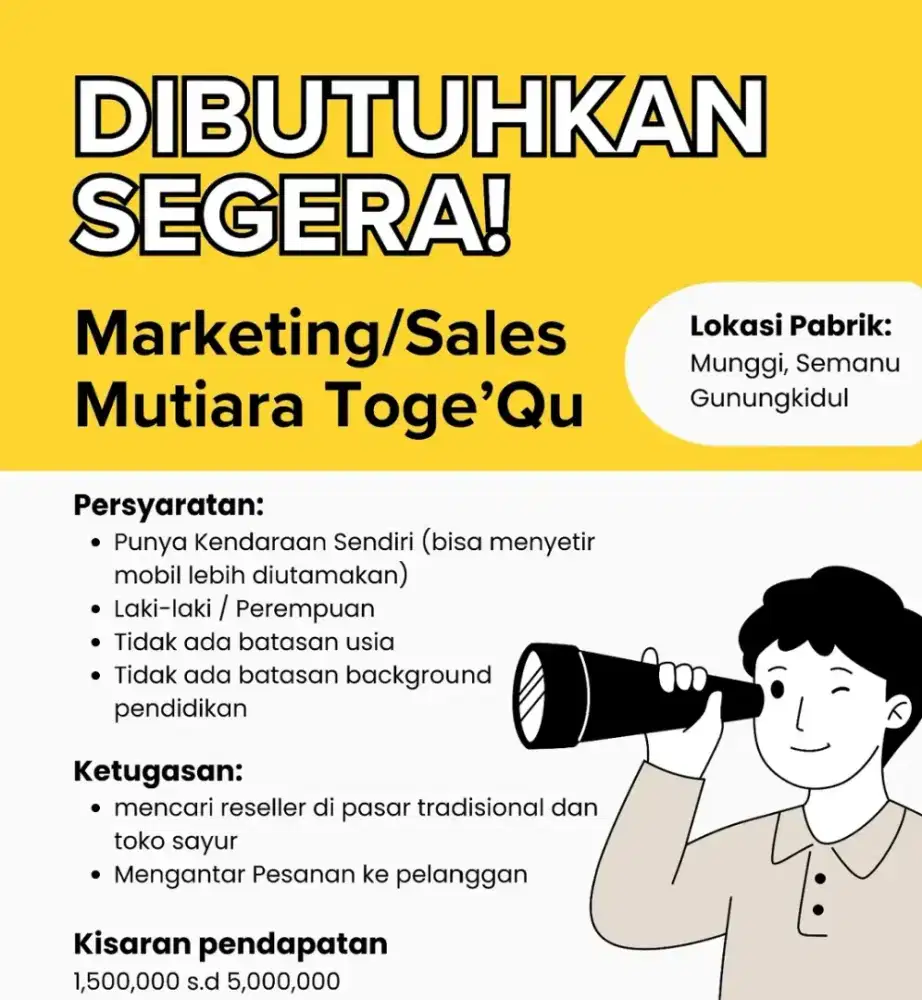 Dibutuhkan tenaga Marketing