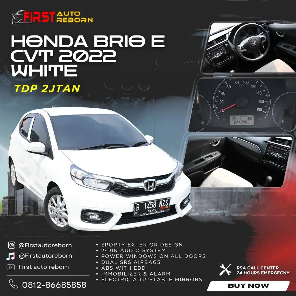 (TDP2jtan) Honda Brio E CVT 2022 White