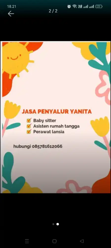 Penyalur art/baby sitter/perawat lansia