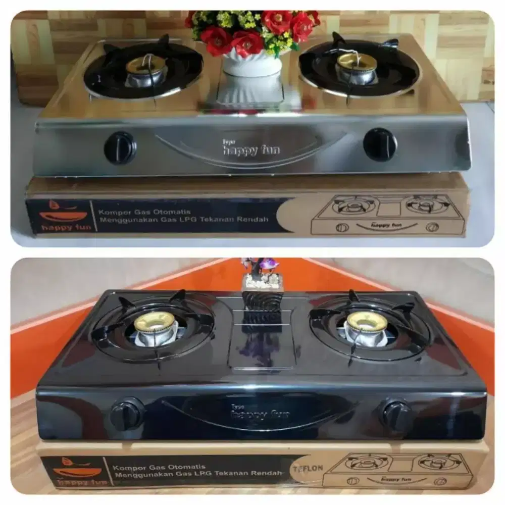 Kompor Gas 2 Tungku ( HAPPY FUN ) ada Teflon dan Stainless