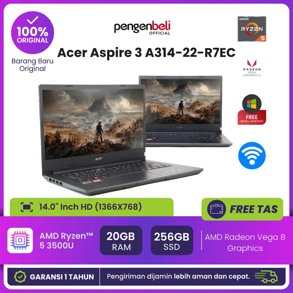 Acer Aspire 3 A314-22-R7EC / AMD Ryzen 5 3500u / Ram 20GB / SSD 256GB