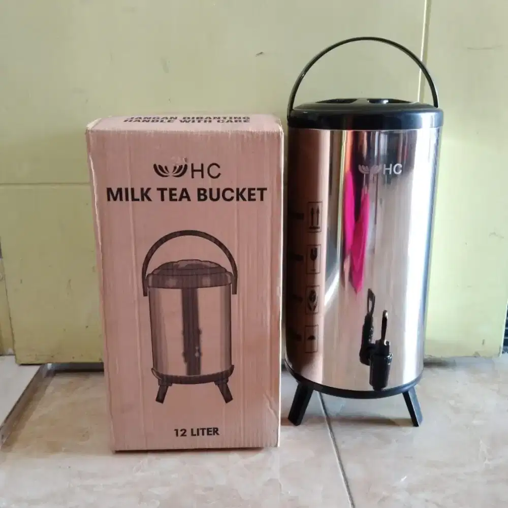 Jug Drink Jar Milk Tea Bucket Stainless Steel 12L - Polos HC