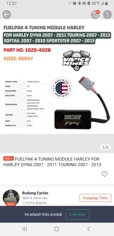 Fuel pack 4 V&H, untuk tuning Harley