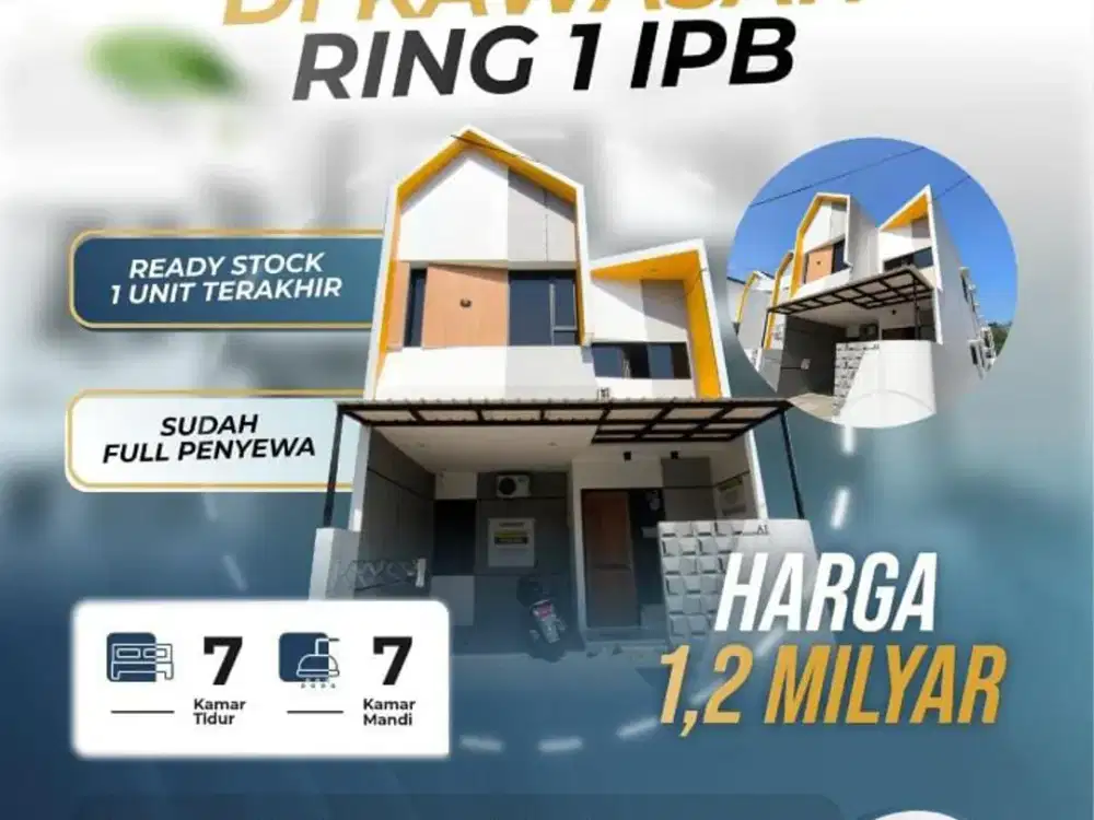 Dijual Kost Kosan Baru 7 Kamar Full Tersewa Dekat IPB Bogor, Nego Sampai Deal