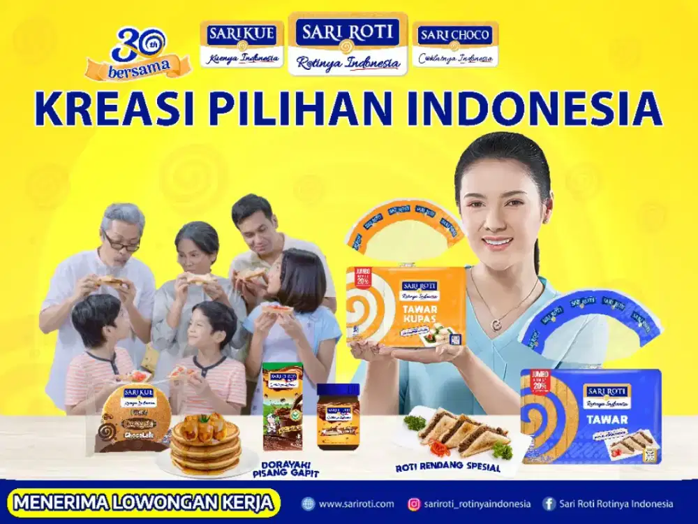 LOWONGAN KERJA HAWKER (PENJUAL ROTI KELILING) BRAND SARI ROTI