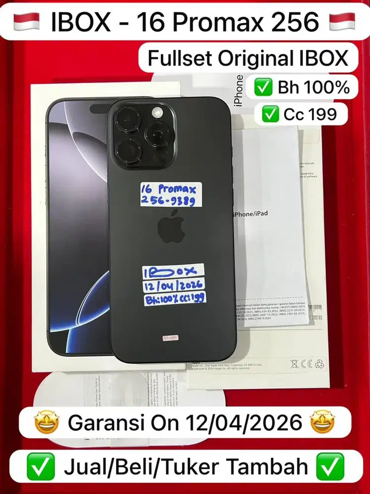 Iphone 16 Promax 256 Gb Black Titanium Garansi panjang Bh 100%
