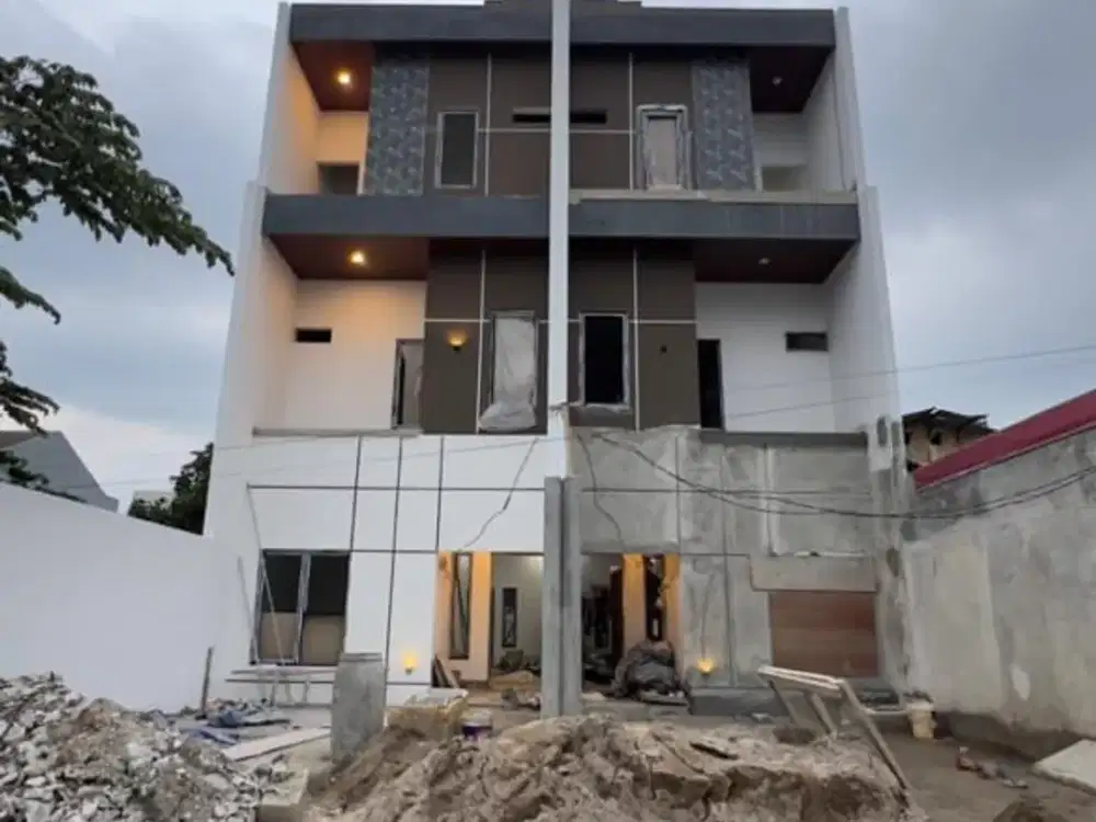 DIJUAL RUMAH BARU MINIMALIS DESIGN 3 LANTAI FULL GRANIT DI MERUYA JAKARTA BARAT