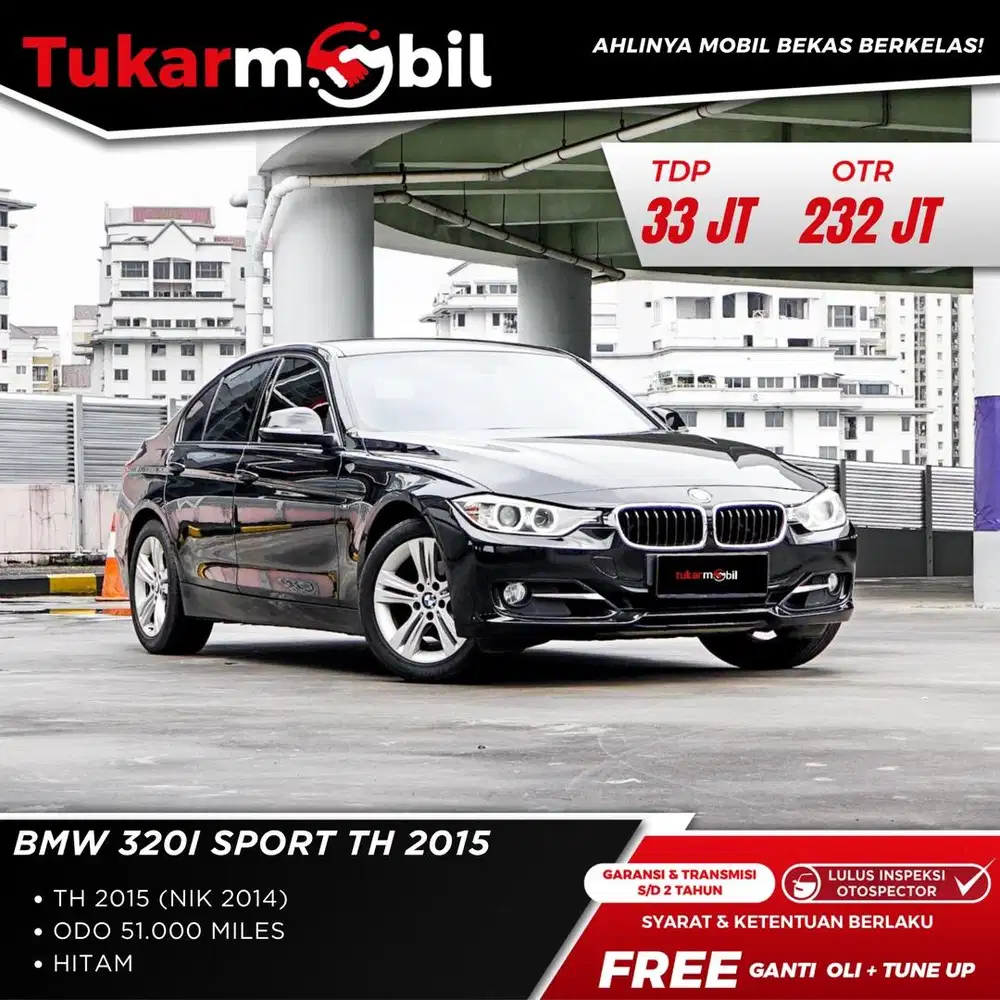 [BERGARANSI] BMW 320i SPORT MATIC TAHUN 2014/2015 HITAM PAJAK PANJANG