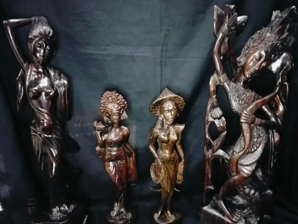 Jual Borongan Patung Kayu Wanita Bali Kuno