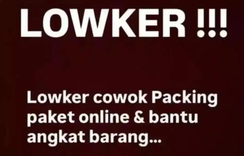 Lowongan kerja cowok. Umur maksimal 25th