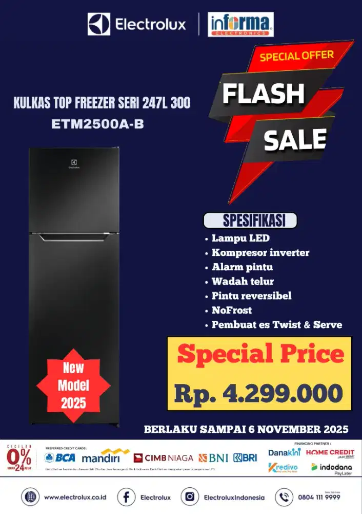 Kulkas Top freezer Seri 300
ETM2500A-B