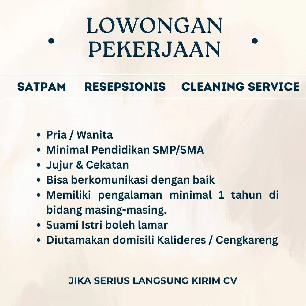 DICARI SECURITY / RECEPTIONIST / CLEANING SERVICE