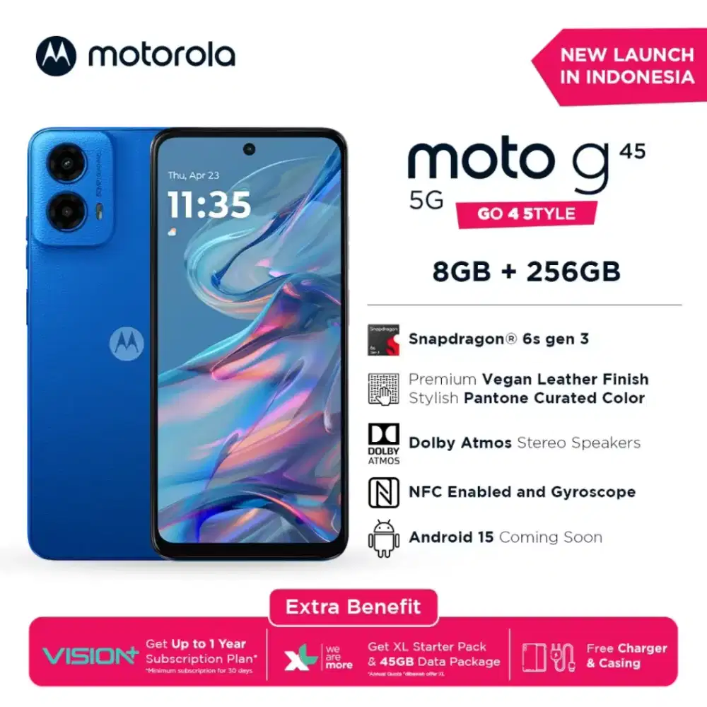 Jual Hp Motorolla G45 5g ram 8/256 New Garansi resmi (kredit bisa)