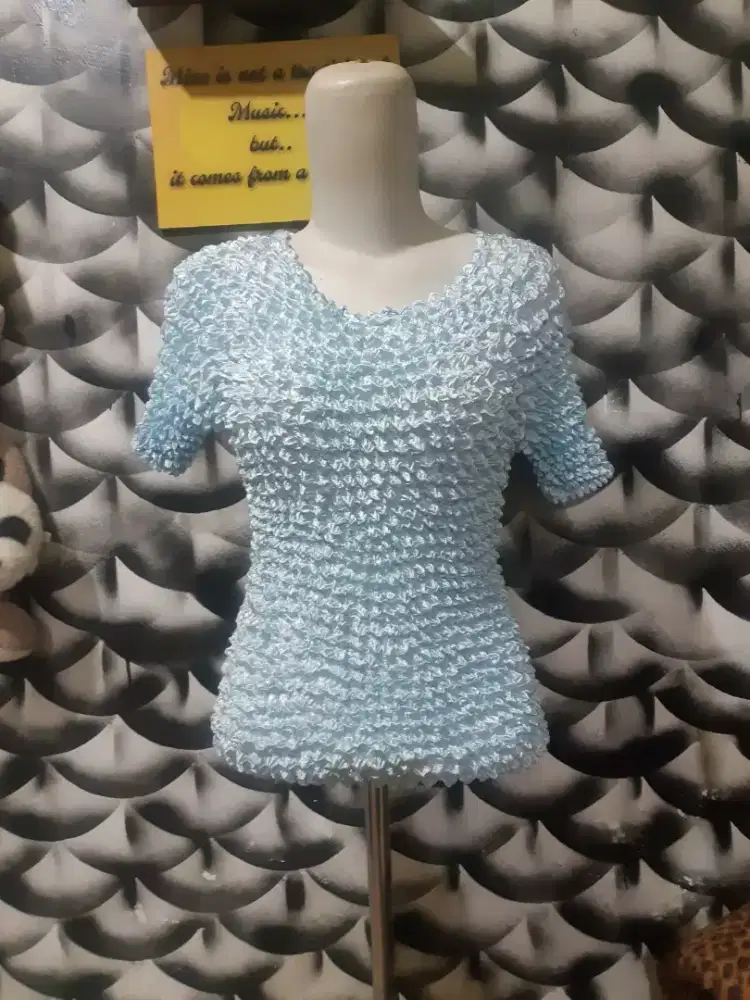 Blouse plisket durian wanita preloved tjap karoeng