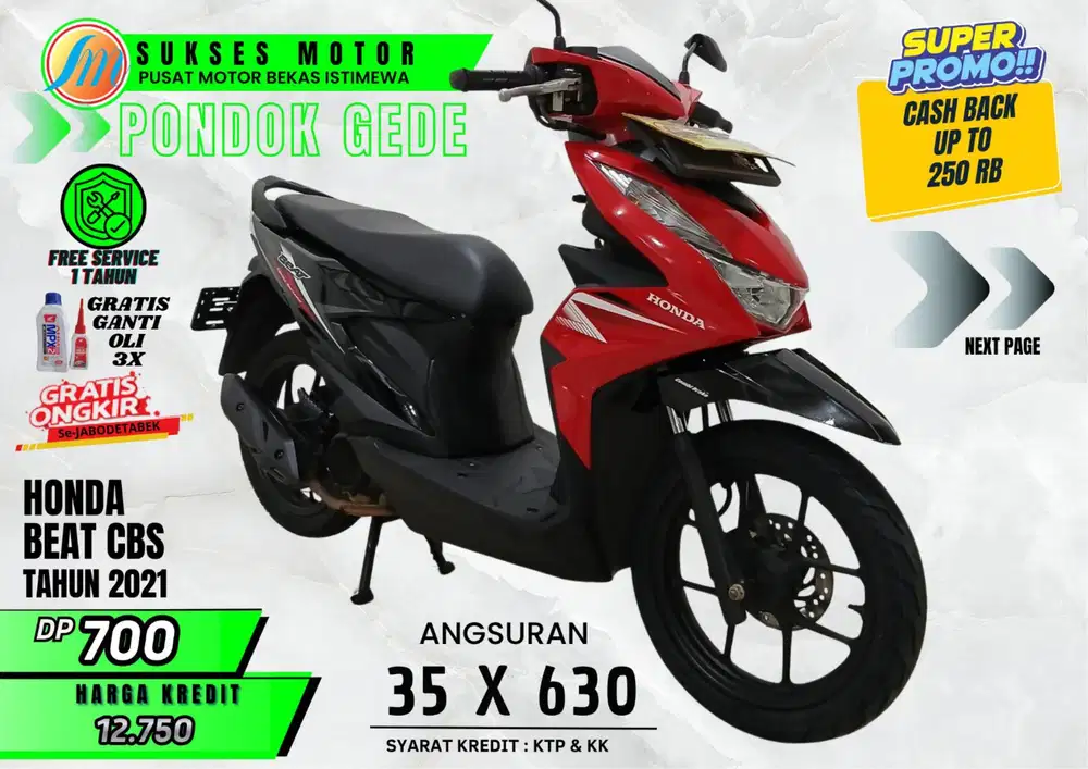 Promo cashback DP S/D 250Rb BEAT CBS TH 2020-2021