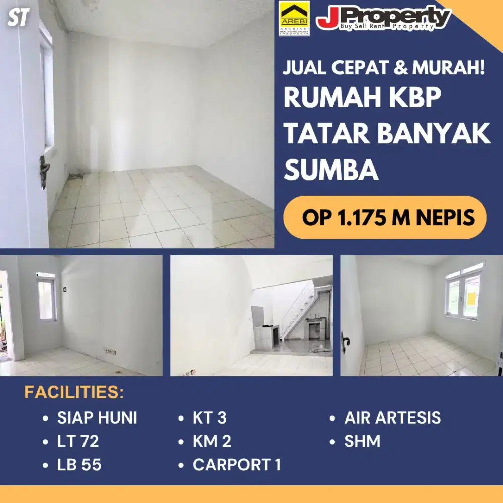 Jual rumah KBP Banya sumba 1 M an jarang..JUAL RUGI
