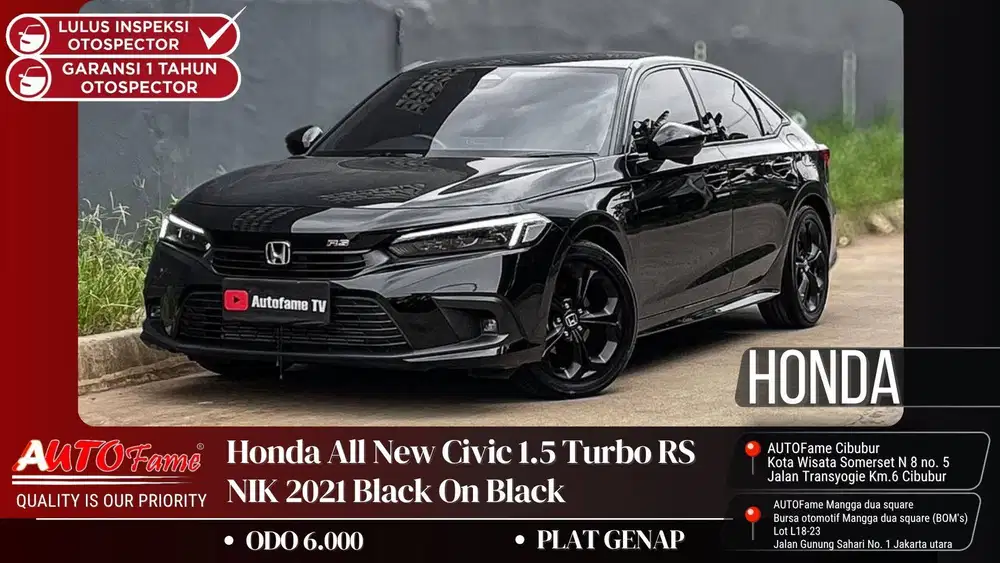 ODO 6RB Honda All New Civic 1.5 Turbo RS NIK 2021 Black On Blac