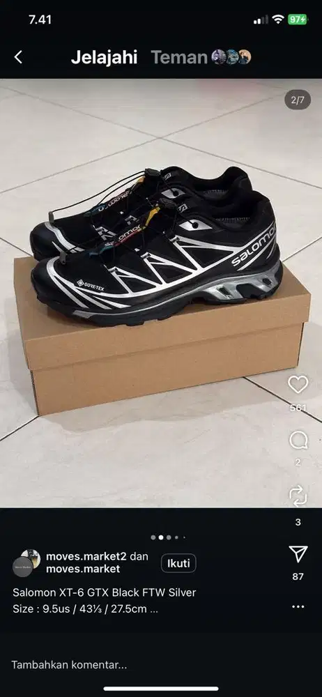 sepatu salomon gototex xt6 black silver