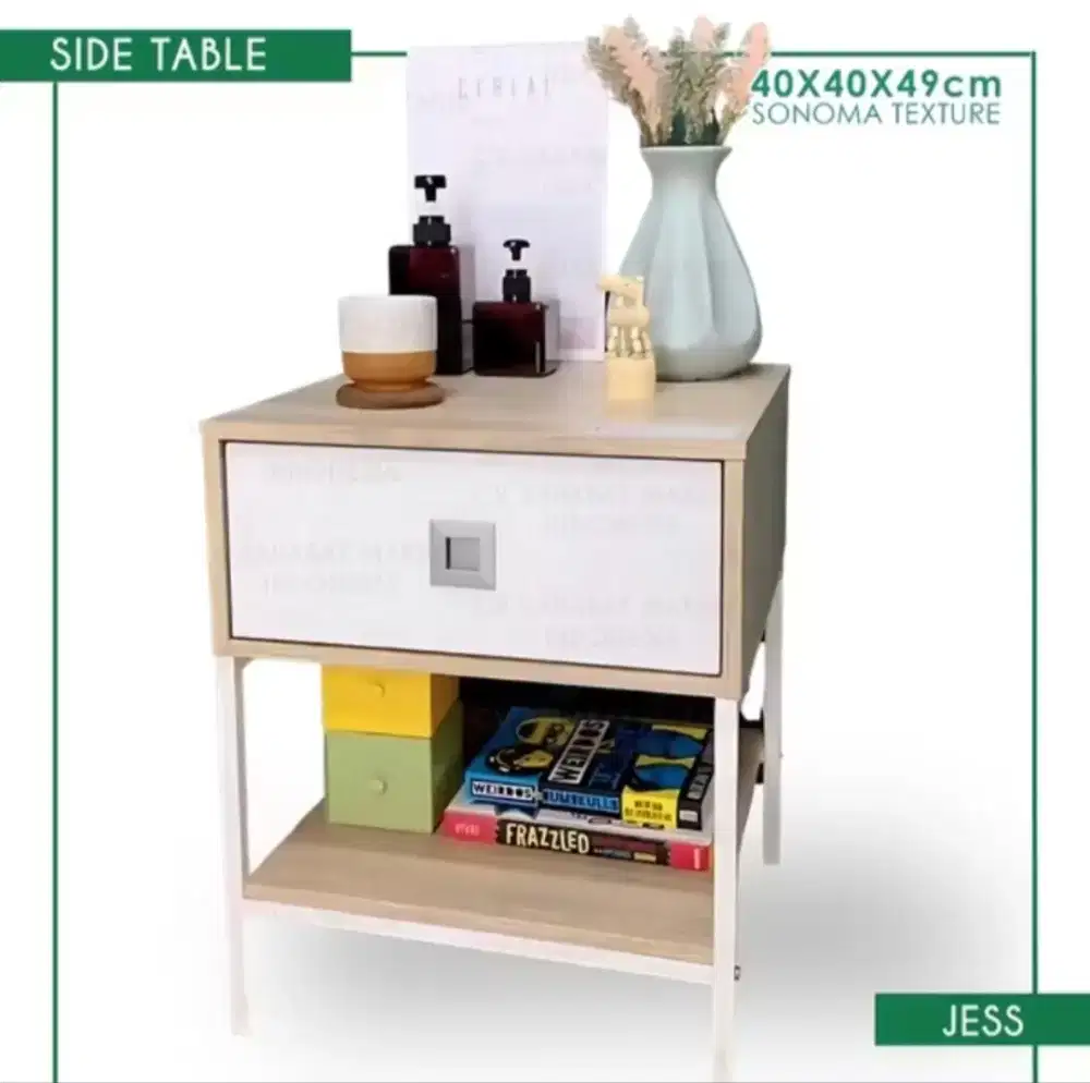 Meja Nakas Orbitrend Jess Sonoma Light + White