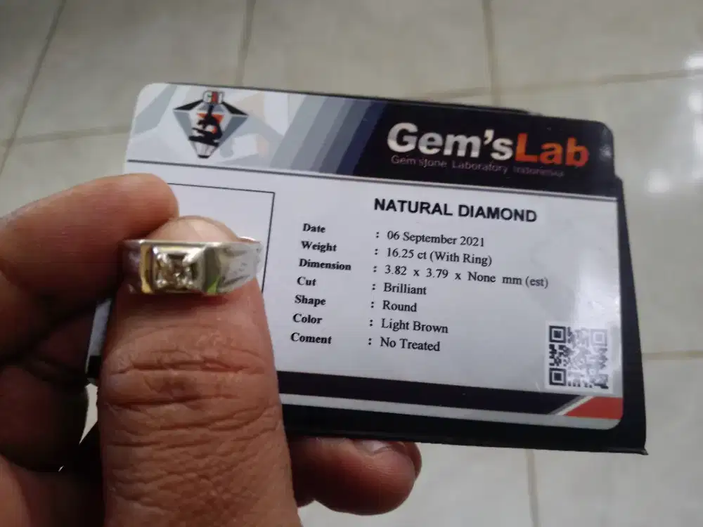 berlian set ring perak dan memo