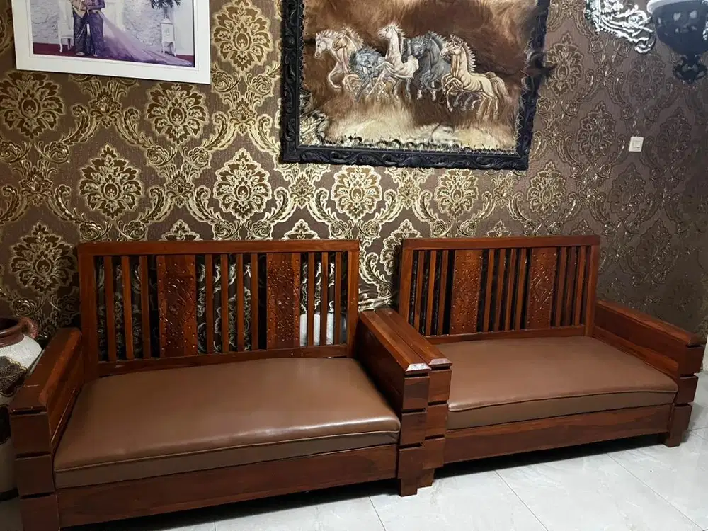 Set Kursi Tamu Kayu Jati Asli – Kondisi Mulus & Kokoh