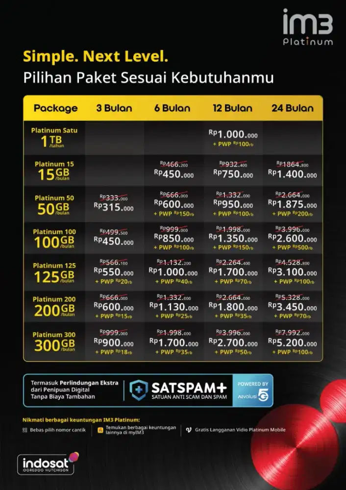 INDOSAT PLATINUM PASCABAYAR