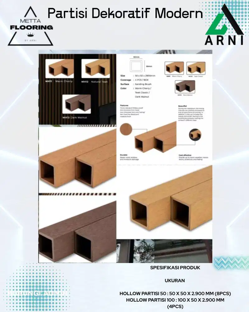 Partisi Dekoratif Modern | Partisi Rumah Estetik | 50 x 50 x 2.900 mm