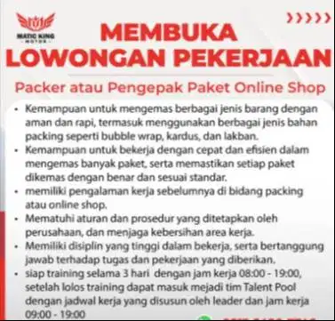 Lowongan Packing Paket Online Shop