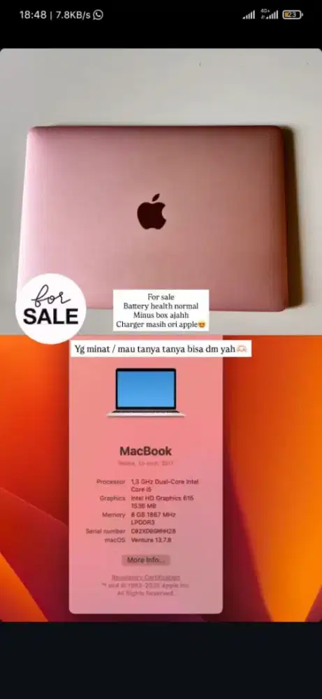 Macbook air 2017 8/512 i5 12 inch