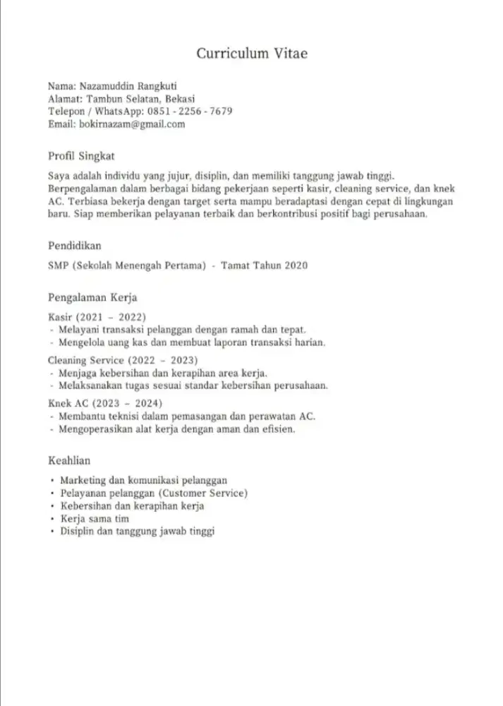 Mencari perkerjaan apa saja