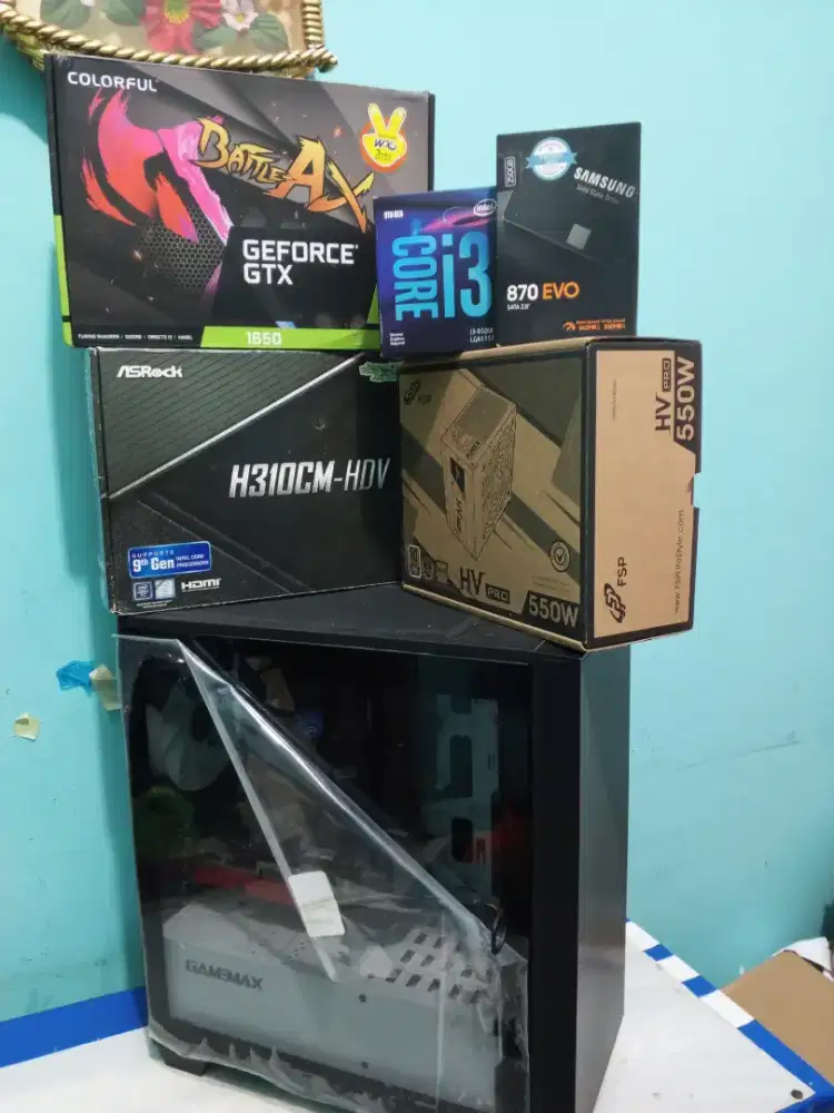 PC GAMING DESAIN I3 9100F GTX 1650 SSD SAMSUNG EVO 256GB PSU 550W